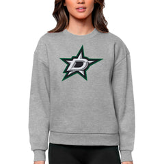 Dallas Stars Antigua Women's Team Logo Victory Crewneck Pullover Sweatshirt Heather Gray