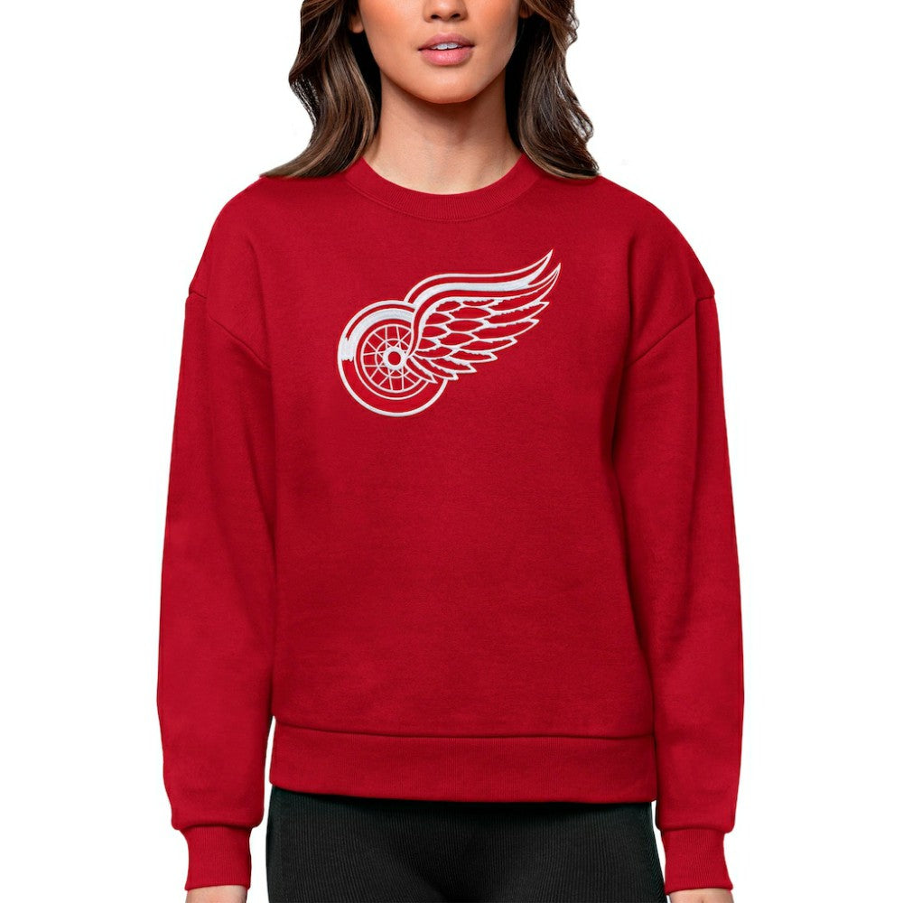 Detroit Red Wings Antigua Women's Team Logo Victory Crewneck Pullover Sweatshirt Red