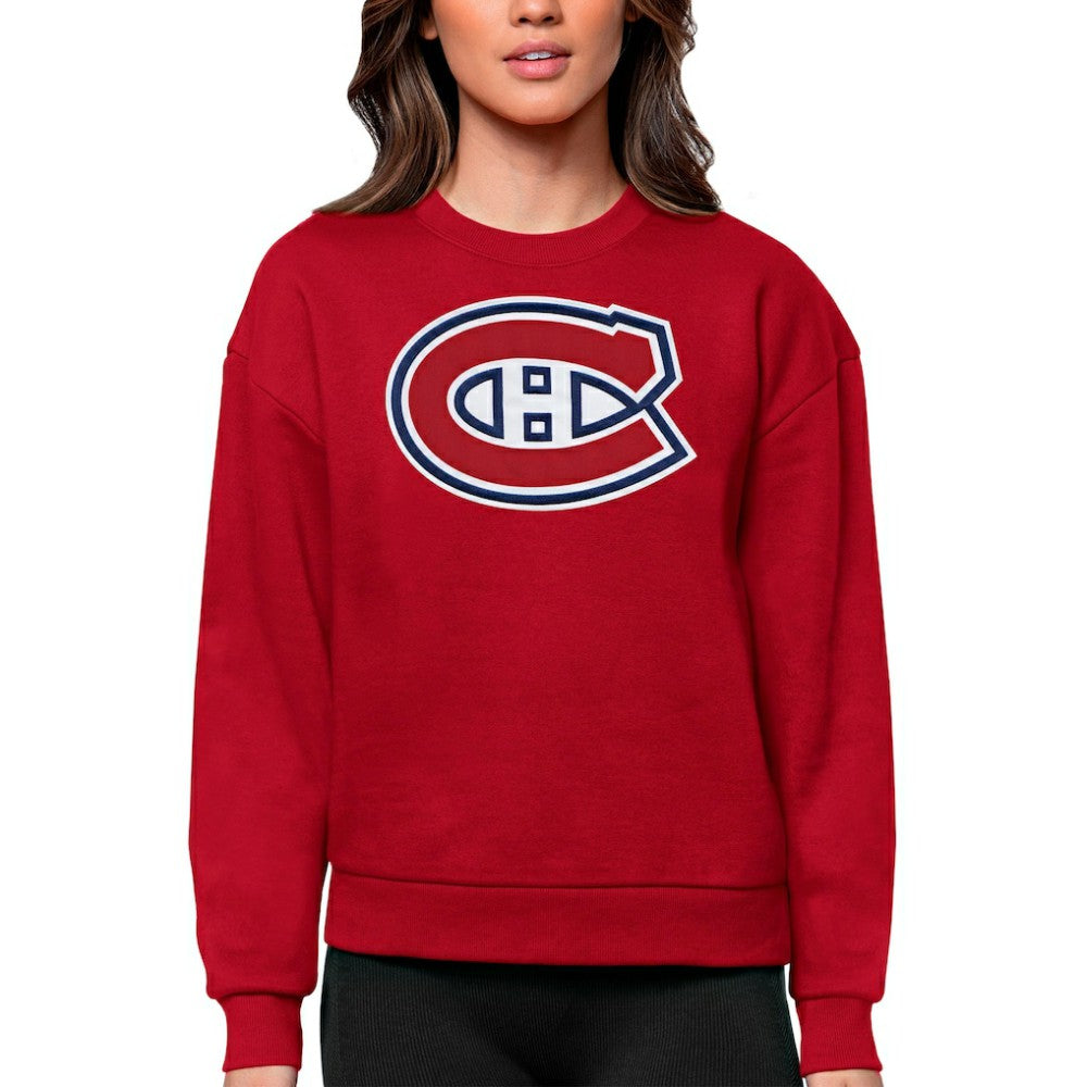 Montreal Canadiens Antigua Women's Team Logo Victory Crewneck Pullover Sweatshirt Red