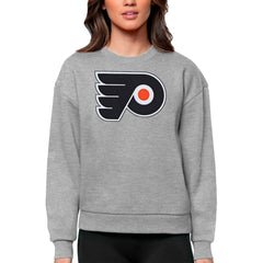 Philadelphia Flyers Antigua Women's Team Logo Victory Crewneck Pullover Sweatshirt Heather Gray
