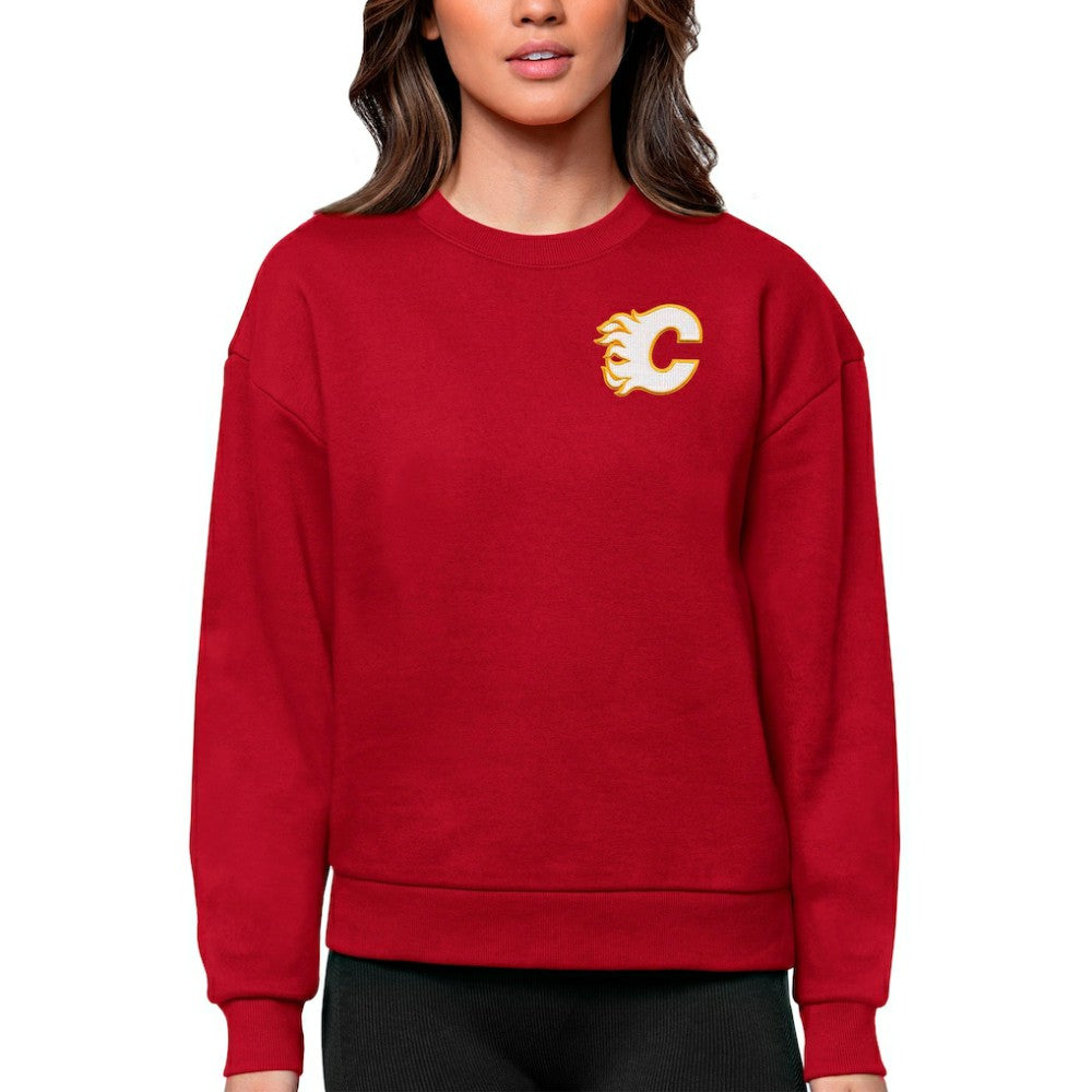 Calgary Flames Antigua Women's Victory Crewneck Pullover Sweatshirt Red