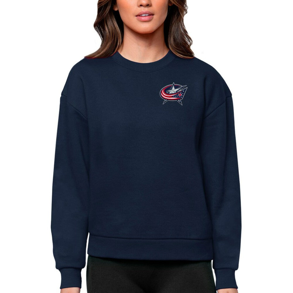 Columbus Blue Jackets Antigua Women's Victory Crewneck Pullover Sweatshirt Navy