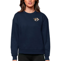 Nashville Predators Antigua Women's Victory Crewneck Pullover Sweatshirt Navy