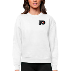 Philadelphia Flyers Antigua Women's Victory Crewneck Pullover Sweatshirt White