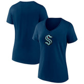 Seattle Kraken Women's Team Logo V-Neck T-Shirt Navy