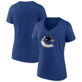 Vancouver Canucks Women's Team Logo V-Neck T-Shirt Blue