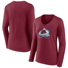 Colorado Avalanche Women's Team Logo Long Sleeve V-Neck T-Shirt Burgundy