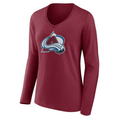 Colorado Avalanche Women's Team Logo Long Sleeve V-Neck T-Shirt Burgundy