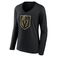 Vegas Golden Knights Women's Team Logo Long Sleeve V-Neck T-Shirt Black