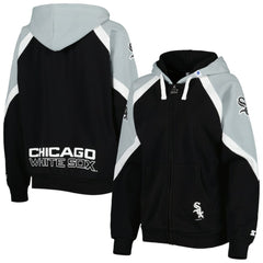 Chicago White Sox Starter Women's Hail Mary Full-Zip Hoodie Black/Silver