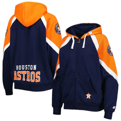 Houston Astros Starter Women's Hail Mary Full-Zip Hoodie Navy/Orange