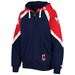 Cleveland Guardians Starter Women's Hail Mary Full-Zip Hoodie Navy/Red
