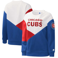 Chicago Cubs Starter Women's Shutout Pullover Sweatshirt White/Royal