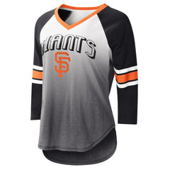 San Francisco Giants G-III 4Her by Carl Banks Women's Lead-Off Raglan 3/4-Sleeve V-Neck T-Shirt White/Black