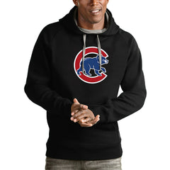 Chicago Cubs Antigua Victory Pullover Team Logo Hoodie Black