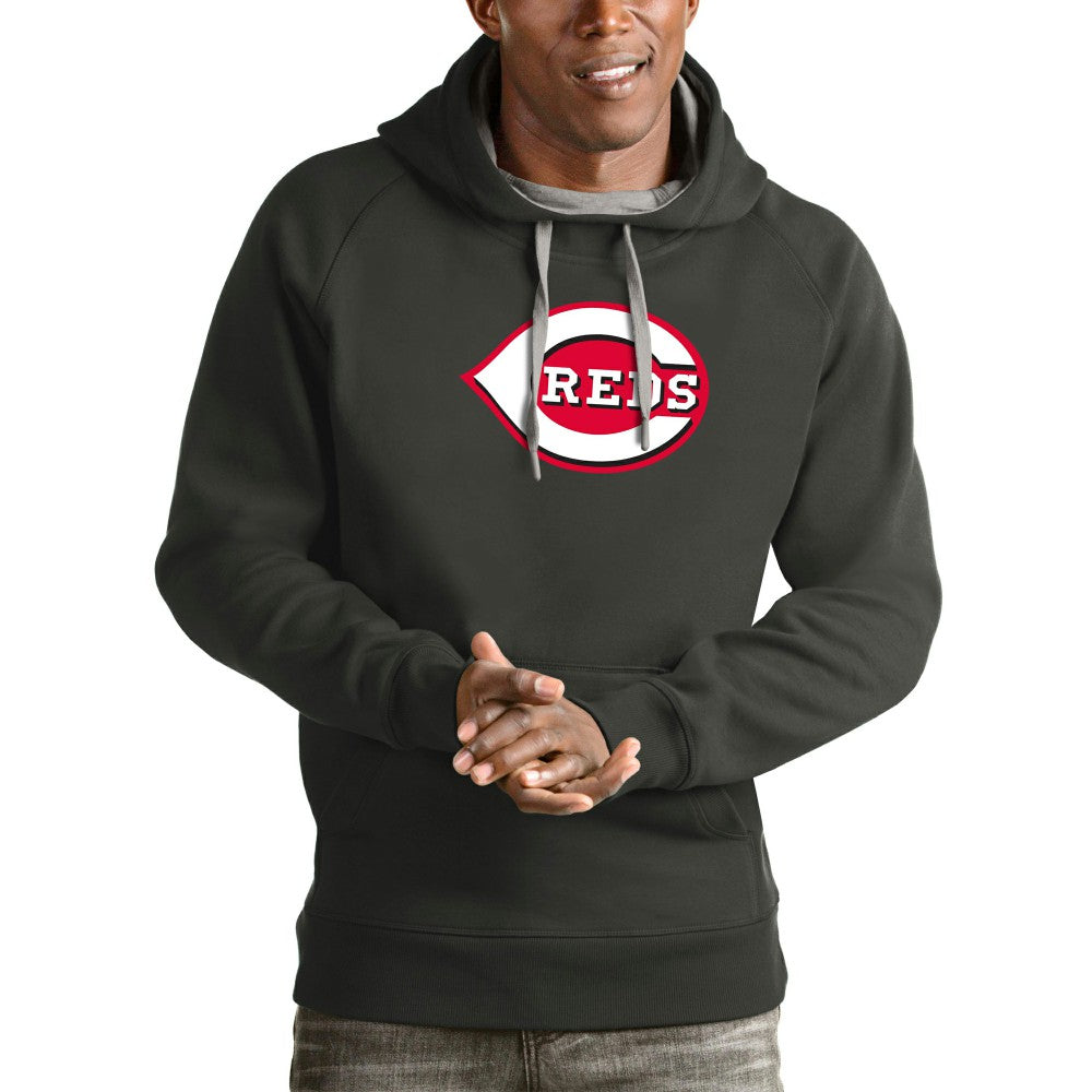 Cincinnati Reds Antigua Victory Pullover Team Logo Hoodie Charcoal