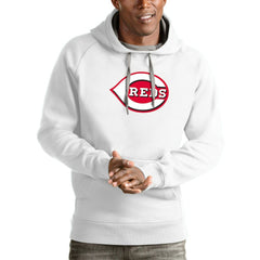 Cincinnati Reds Antigua Victory Pullover Team Logo Hoodie White
