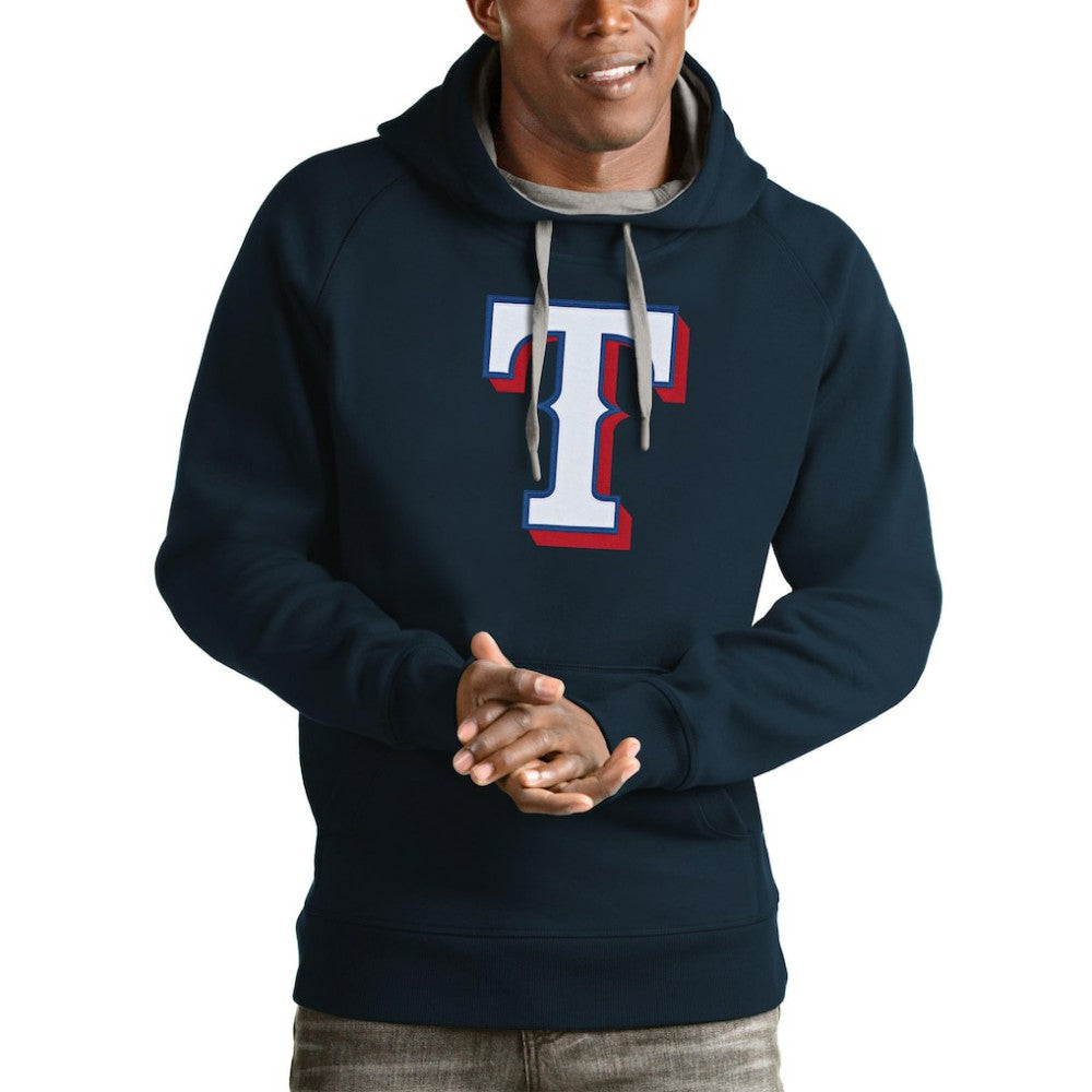 Texas Rangers Antigua Victory Pullover Team Logo Hoodie Navy