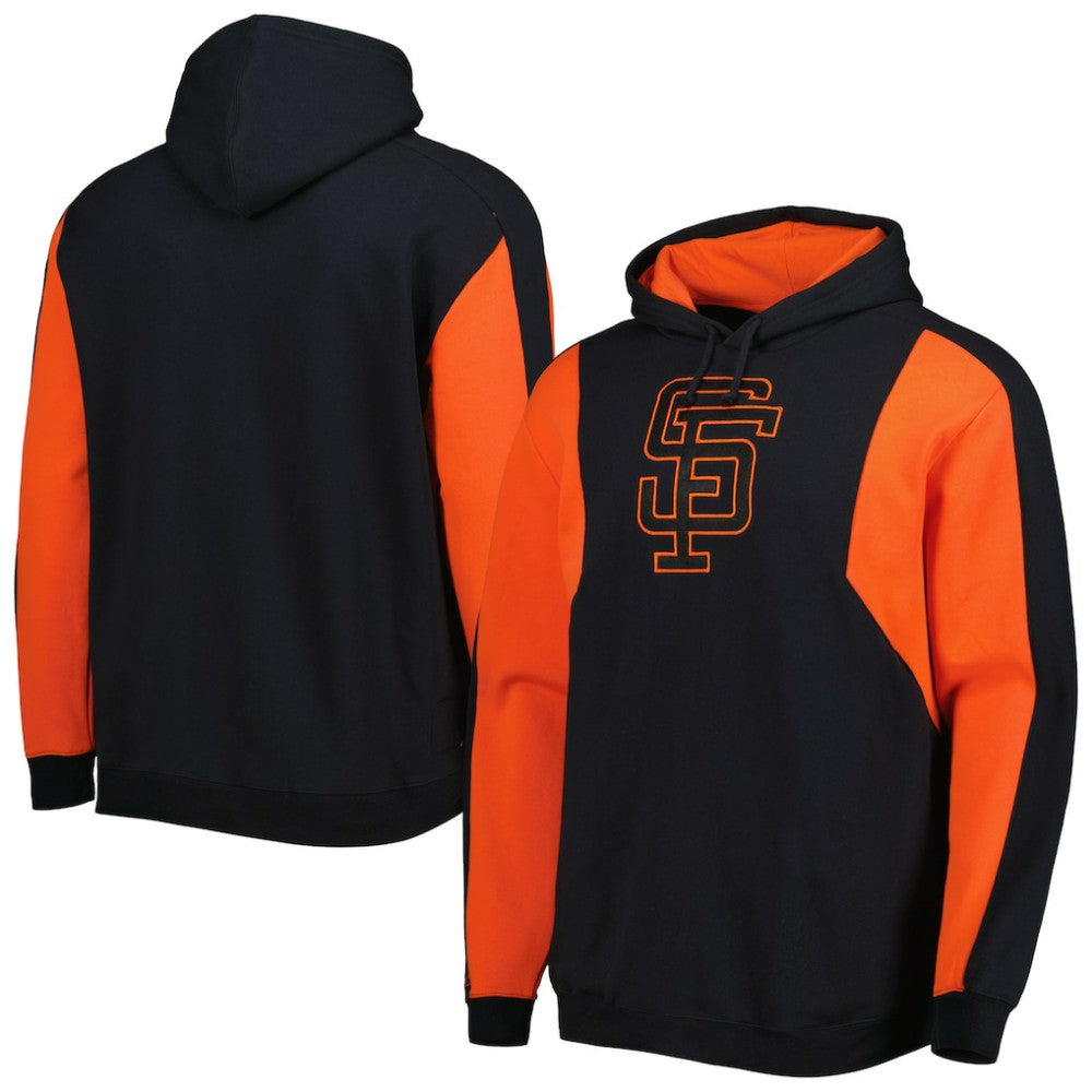 San Francisco Giants Colorblocked Fleece Pullover Hoodie Black/Orange | Mitchell & Ness
