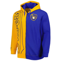Milwaukee Brewers Fleece Full-Zip Hoodie Gold/Royal | Mitchell & Ness