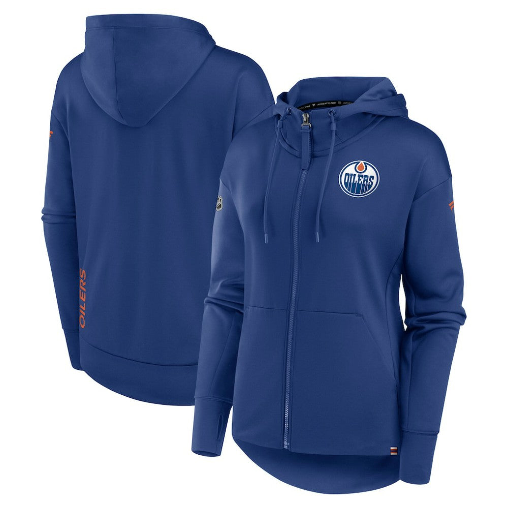 Edmonton Oilers Fanatics Women's Authentic Pro Scuba Full-Zip Hoodie Royal
