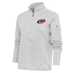 Carolina Hurricanes Antigua Women's Team Logo Fortune Quarter-Zip Jacket Heather Gray