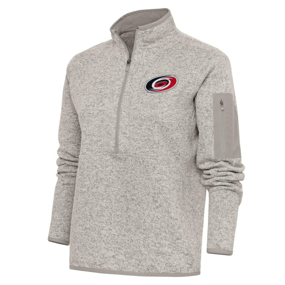 Carolina Hurricanes Antigua Women's Team Logo Fortune Quarter-Zip Jacket Oatmeal