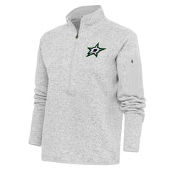 Dallas Stars Antigua Women's Team Logo Fortune Quarter-Zip Jacket Heather Gray