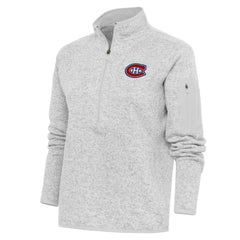 Montreal Canadiens Antigua Women's Team Logo Fortune Quarter-Zip Jacket Heather Gray