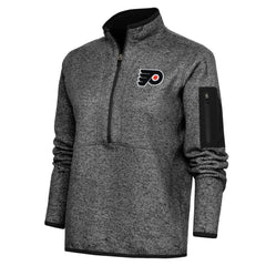 Philadelphia Flyers Antigua Women's Team Logo Fortune Quarter-Zip Jacket Heather Black