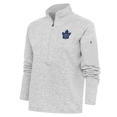Toronto Maple Leafs Antigua Women's Team Logo Fortune Quarter-Zip Jacket Heather Gray