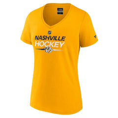 Nashville Predators Fanatics Women's Authentic Pro Primary V-Neck T-Shirt Gold