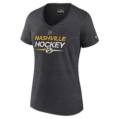 Nashville Predators Fanatics Women's Authentic Pro Primary V-Neck T-Shirt Heather Charcoal