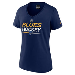St. Louis Blues Fanatics Women's Authentic Pro V-Neck T-Shirt Navy