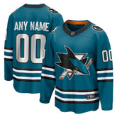 San Jose Sharks Fanatics Home Breakaway Custom Jersey Teal