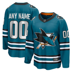 San Jose Sharks Fanatics Home Breakaway Custom Jersey Teal