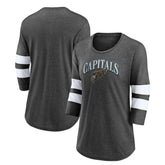 Washington Capitals Fanatics Women's Special Edition 2.0 Barn Burner 3/4 Sleeve T-Shirt Heather Charcoal