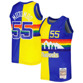 Dikembe Mutombo Denver Nuggets Hardwood Classics 1991/92 Split Swingman Jersey sale - Royal/Gold