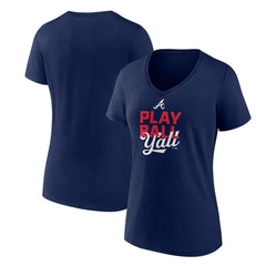 Atlanta Braves Women's Play Ball V-Neck T-Shirt Navy