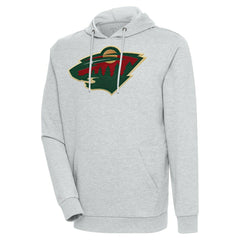 Minnesota Wild Antigua Logo Action Chenille Pullover Hoodie Heather Gray