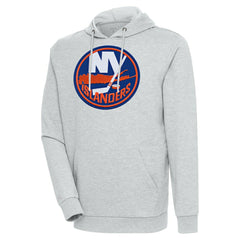 New York Islanders Antigua Logo Action Chenille Pullover Hoodie Heather Gray