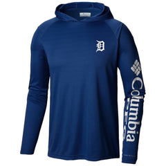 Detroit Tigers Terminal Tackle Long Sleeve Hoodie T-Shirt Navy | Columbia
