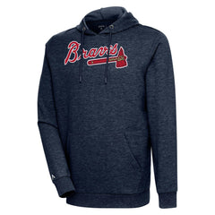 Atlanta Braves Antigua Action Pullover Hoodie Heather Navy