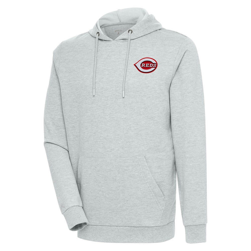 Cincinnati Reds Antigua Action Pullover Hoodie Heather Gray