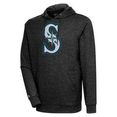 Seattle Mariners Antigua Action Pullover Hoodie Heather Black