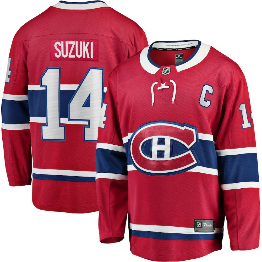 Nick Suzuki Montreal Canadiens Fanatics Home Captain Patch Breakaway Player Jersey Red