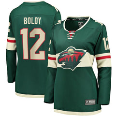 Matthew Boldy Minnesota Wild Fanatics Women's Home Breakaway Player Jersey Green