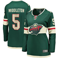 Jake Middleton Minnesota Wild Fanatics Women's Home Breakaway Player Jersey Green