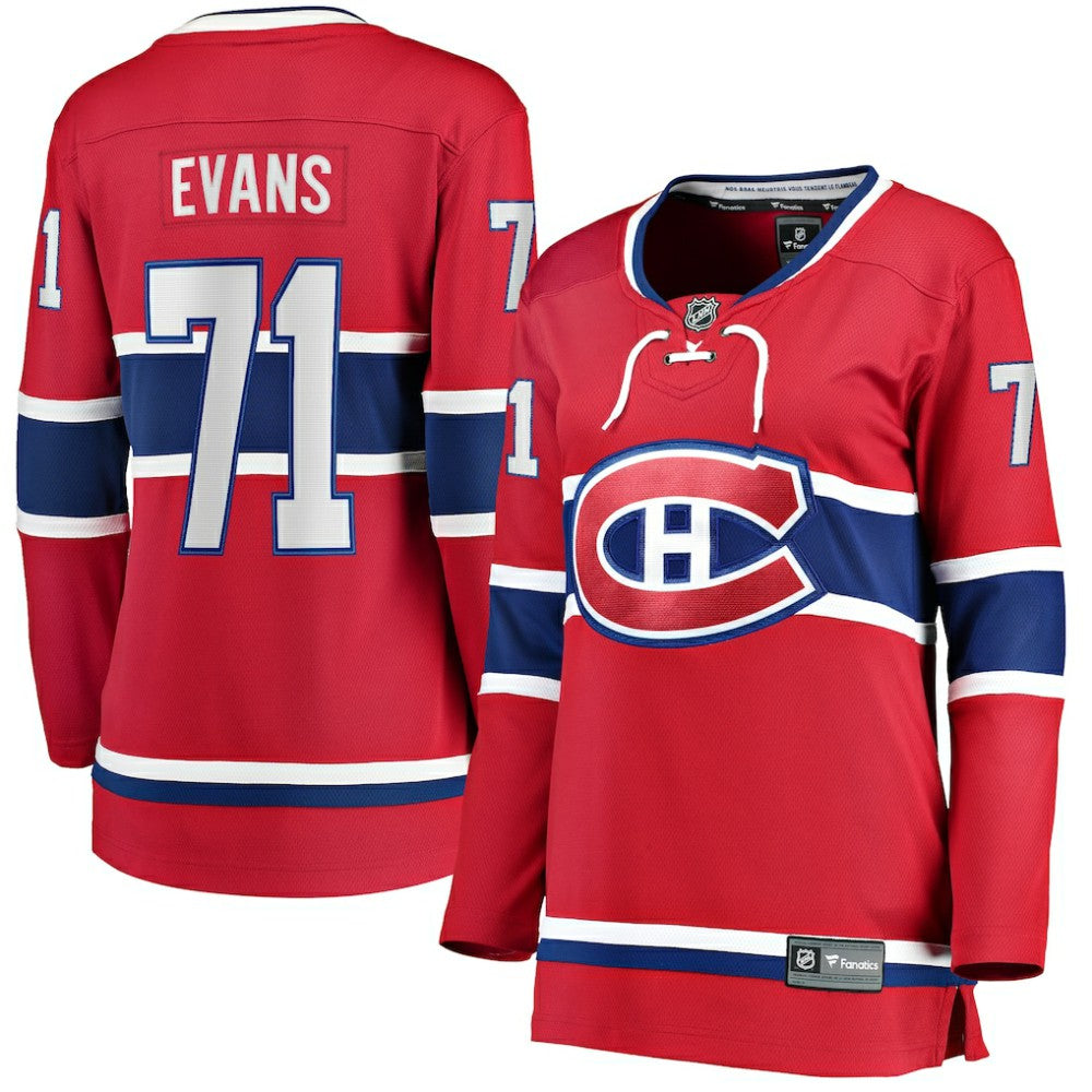 Jake Evans Montreal Canadiens Fanatics Women's Home Breakaway Player Jersey Red
