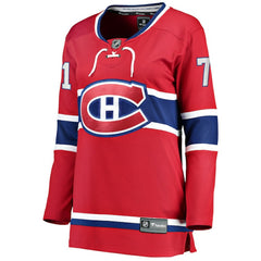 Jake Evans Montreal Canadiens Fanatics Women's Home Breakaway Player Jersey Red